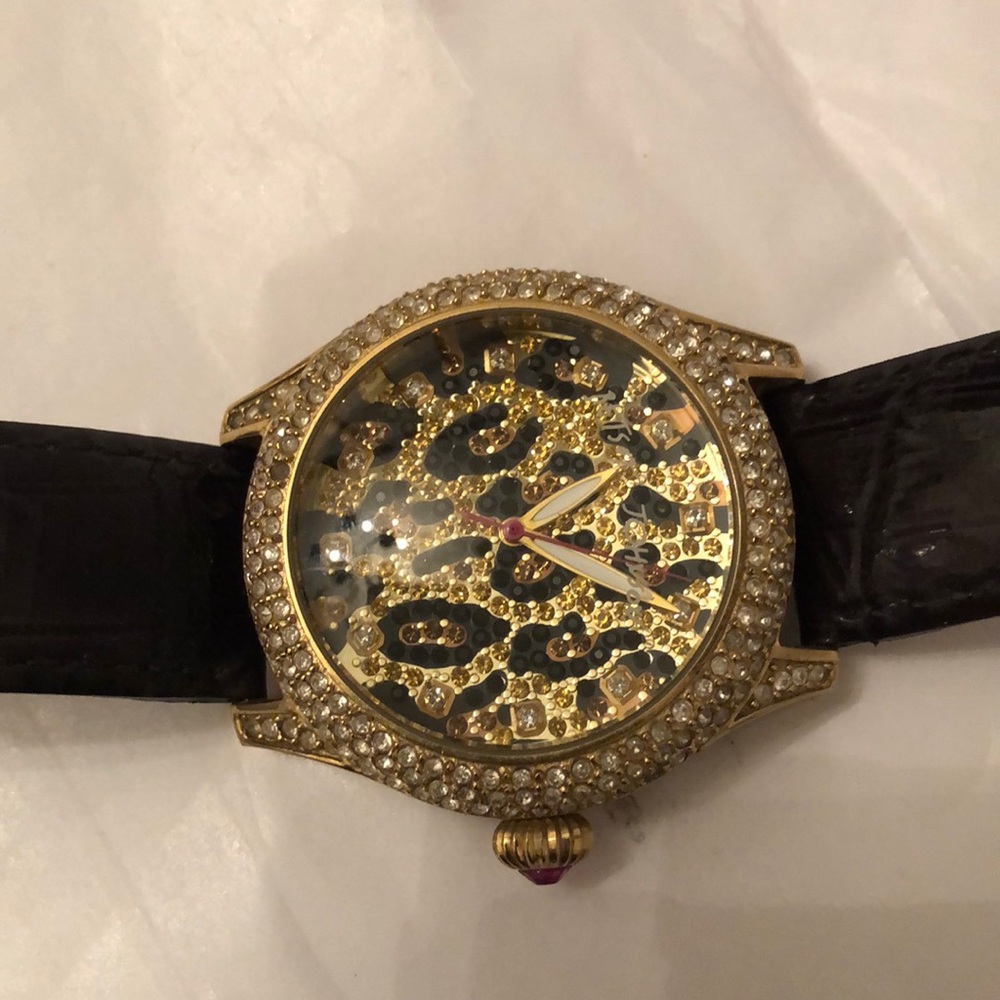 Betsy Johnson leopard Chrystal watch